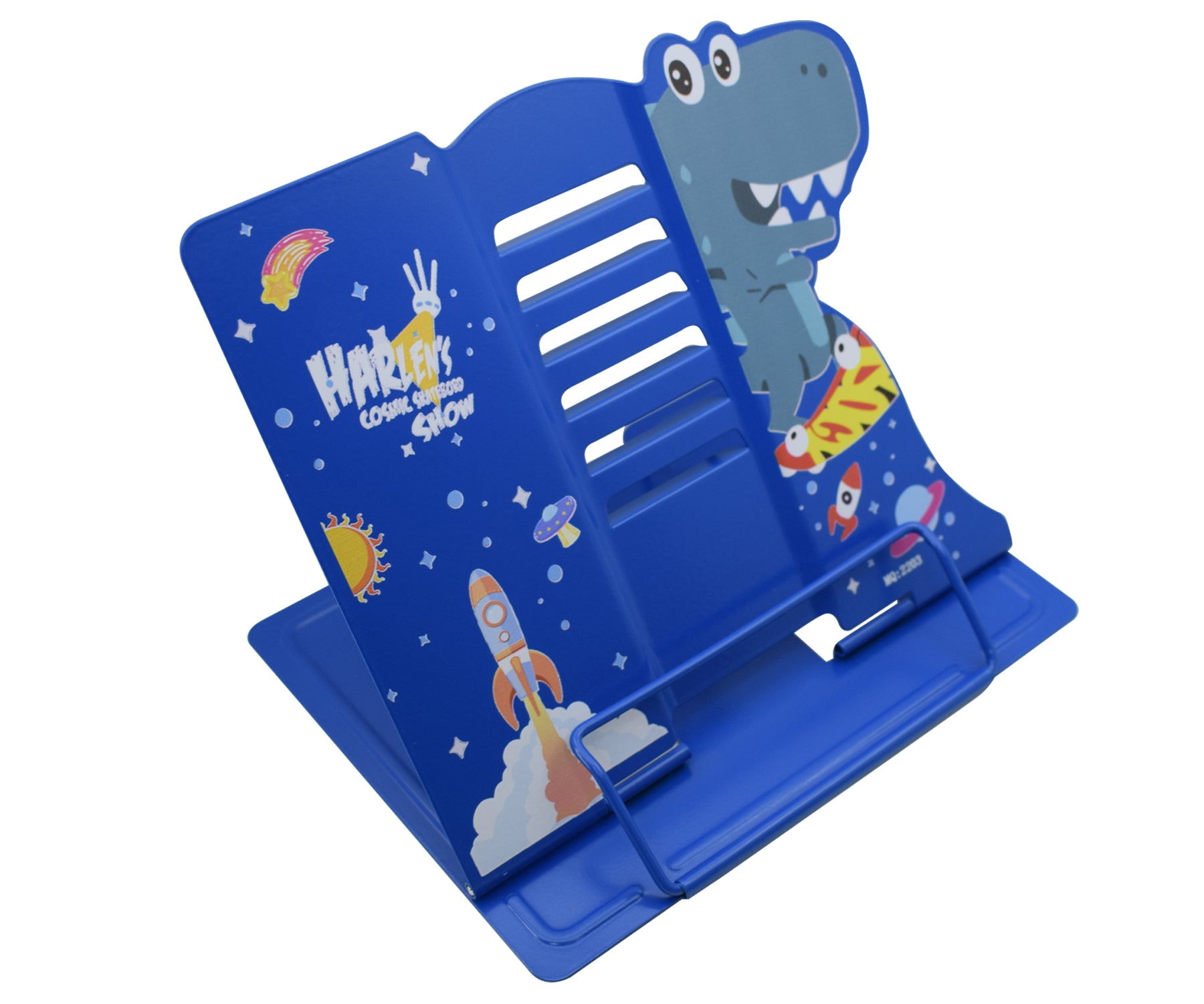 Dinosaur Theme Metal Adjustable Portable Reading Book Bookends Foldable Stand Holder Bookshelf Document Holder Base Stationery (Size: 22 x 20 x 15 cm)