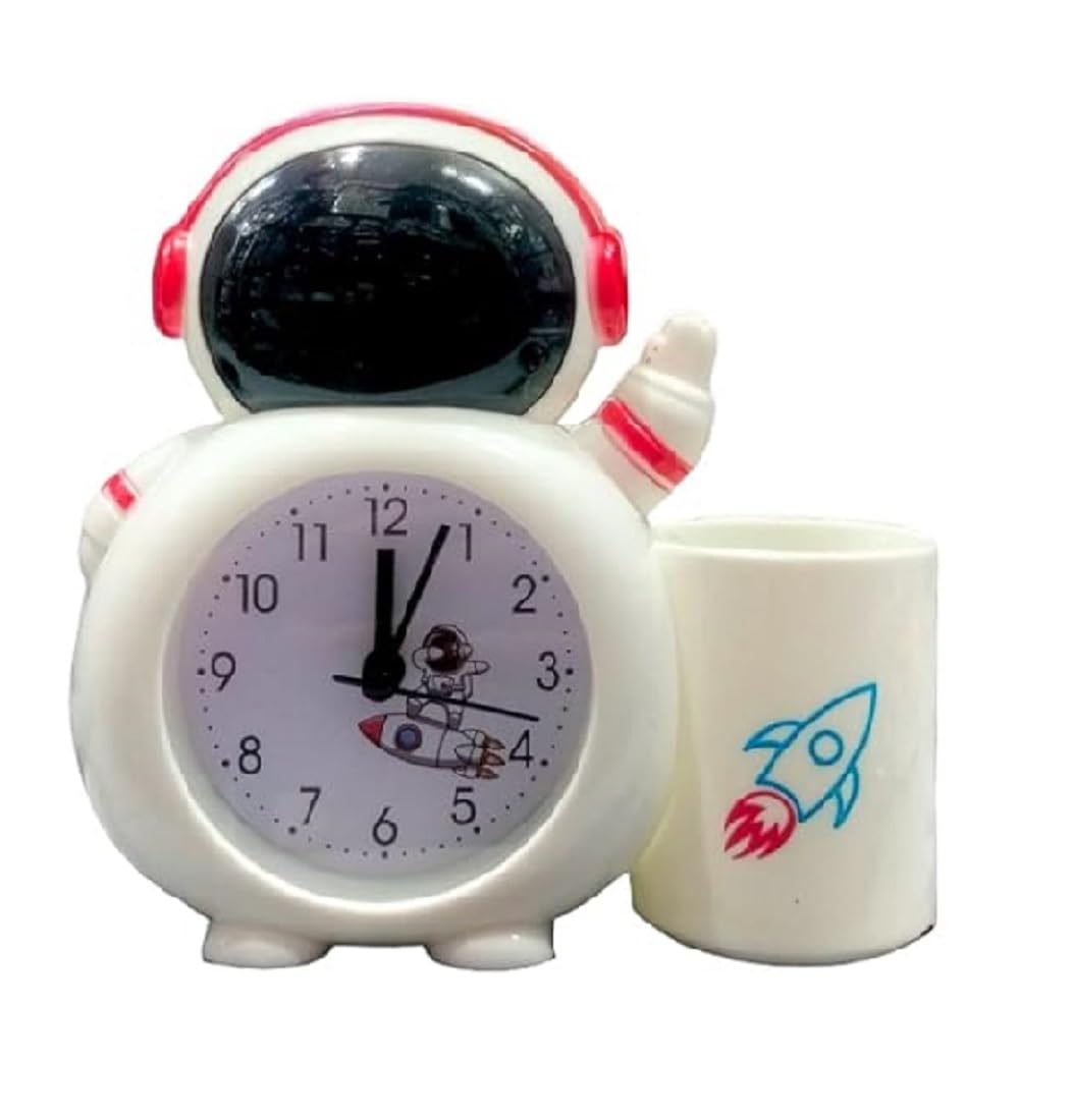 Astronaut Space Alarm Table Clock with Pen/Pencil Stand for Kids