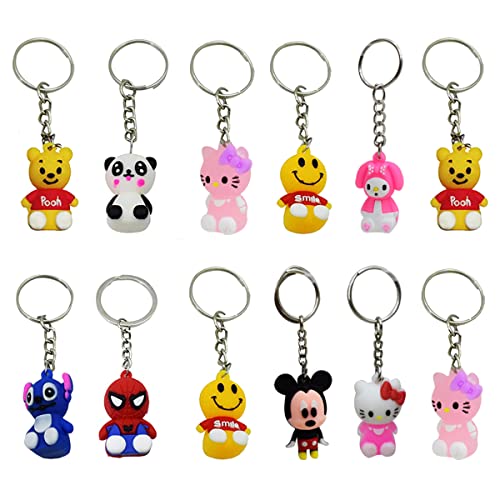 Asera Cartoon Character Keyrings Keychains for Kanjak Gift for Navratri Pooja/Kids Birthday Return Gifts for Boys/Girls