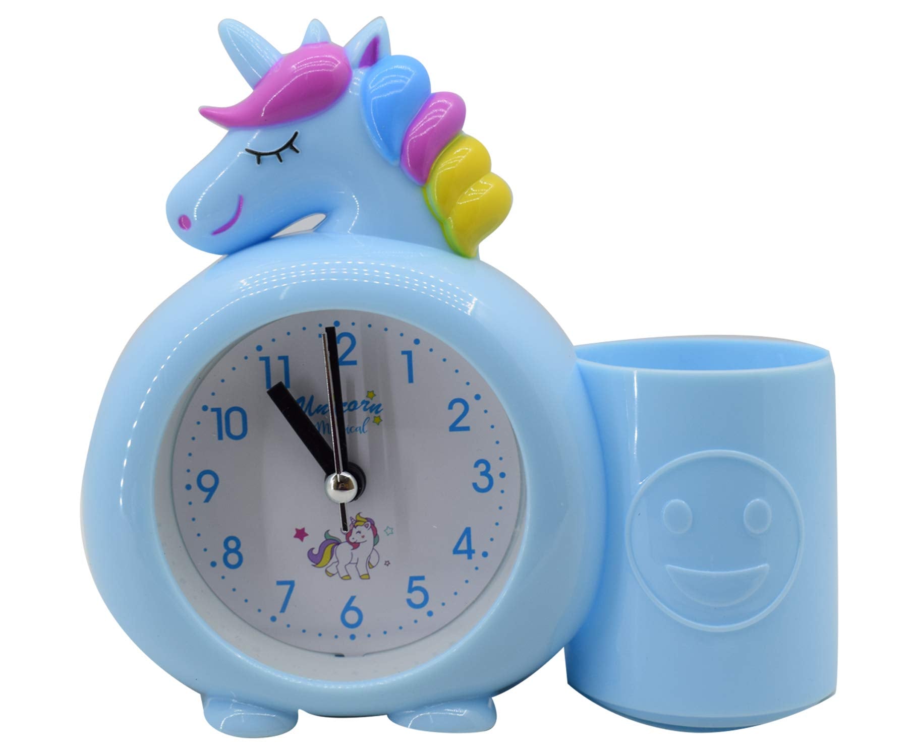 Asera Unicorn Alarm Table Clock with Pen/Pencil Stand for Kids Birthday Return Gifts (White)