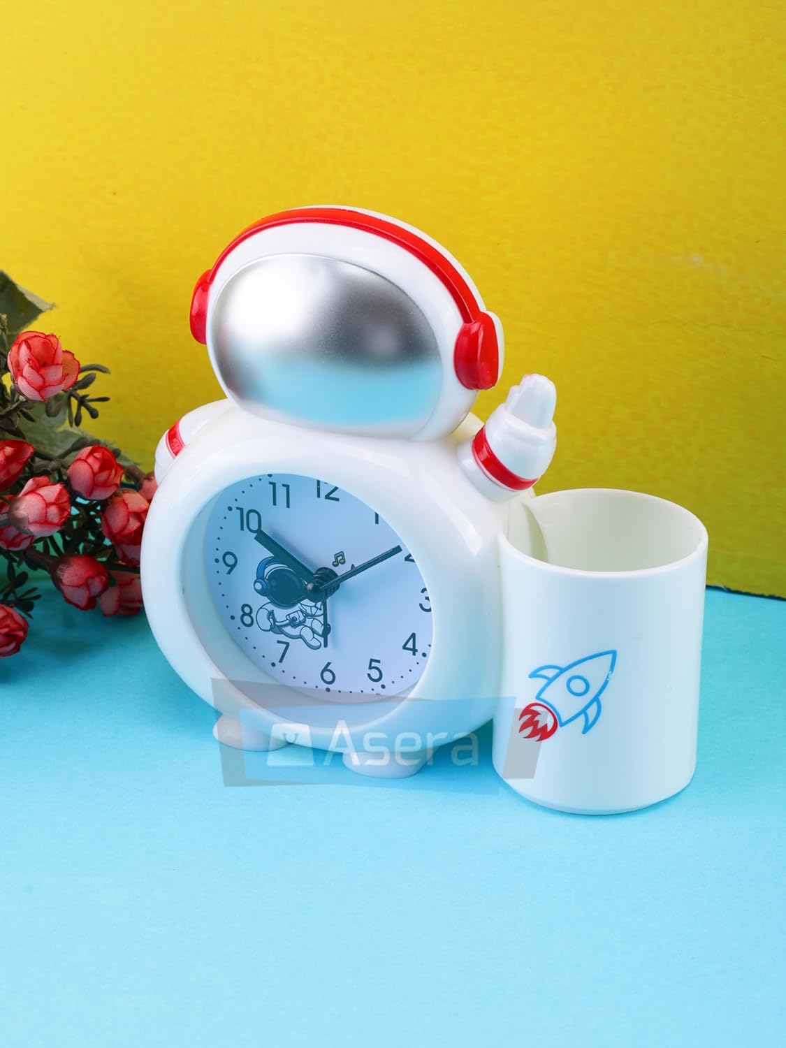 Asera Astronaut Space Alarm Table Clock with Pen/Pencil Stand for Kids Birthday Return Gifts