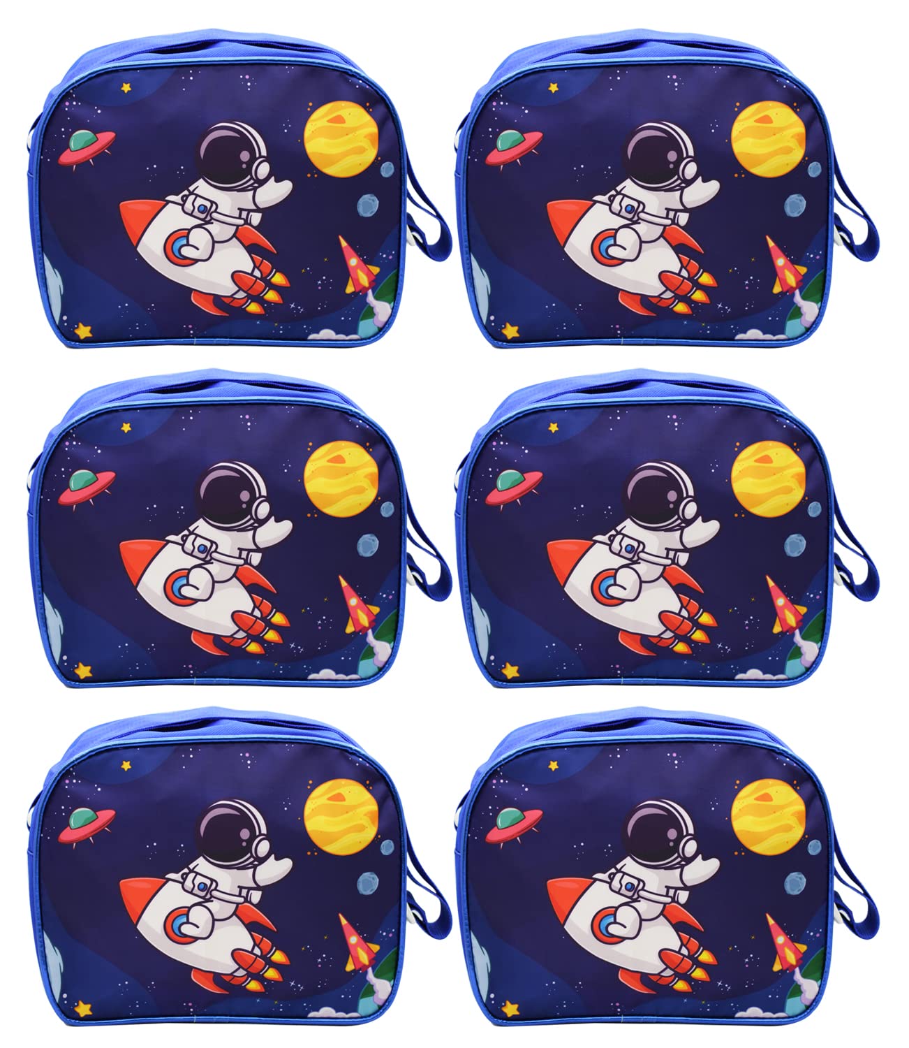 Asera Unisex Birthday Return Gifts Sling Bag/Picnic Bag Cartoon Theme Bags For Kids (Space Set Of 6 Pcs), Multicolour