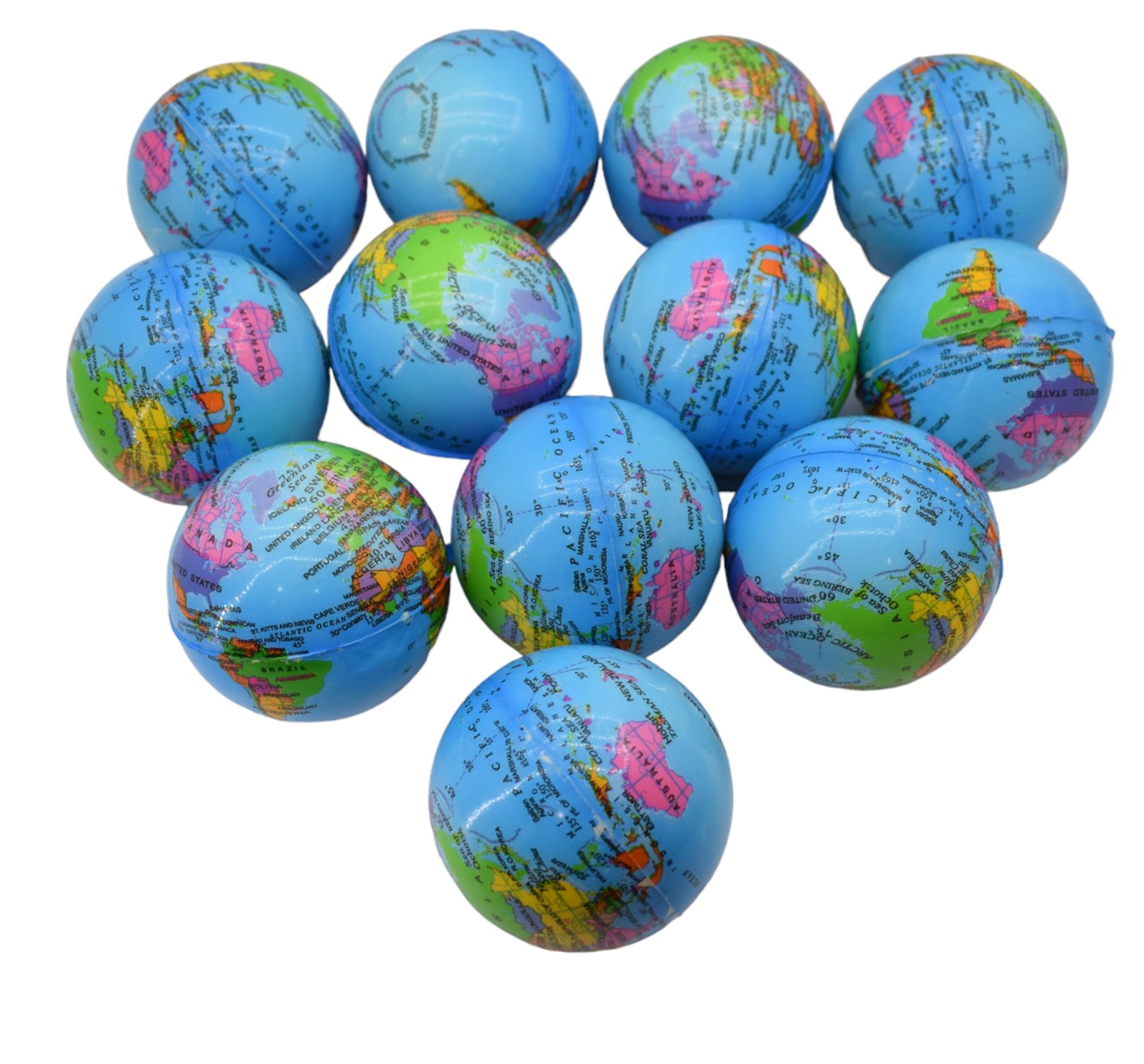 Asera 12 Pcs Soft Foam Sponge Balls with Globe Prints Light Weight- Kids Birthday Return Gifts (Globe Set of 12)